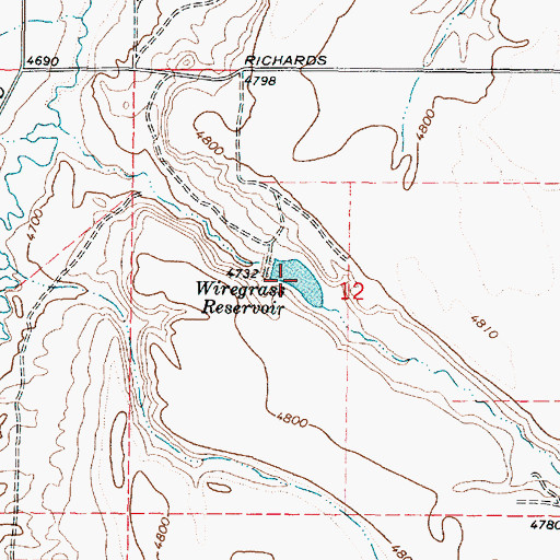 Topographic Map of Wiregrass Reservoir, ID