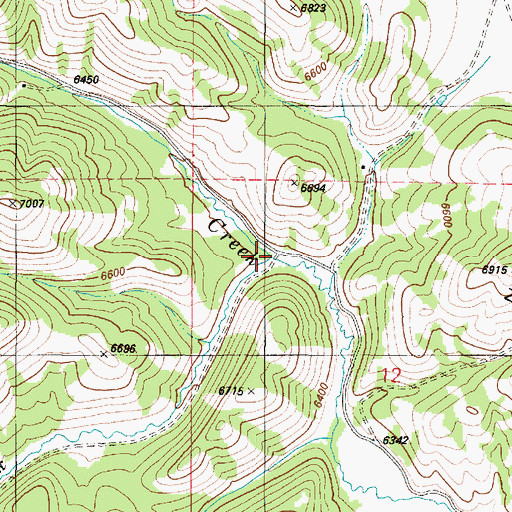 Topographic Map of South Fork Sellars Creek, ID