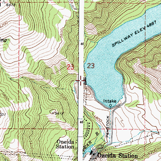 Topographic Map of Oneida Dam, ID