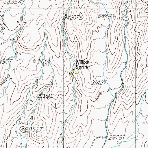 Topographic Map of Willow Spring, AZ