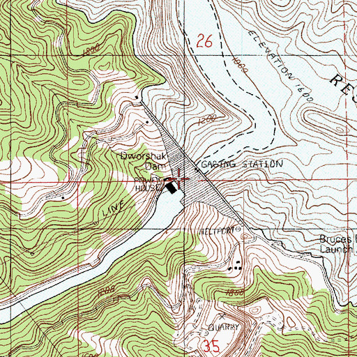 Topographic Map of Dworshak Dam, ID