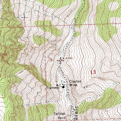 Topographic Map of Clayton Mine Number One-Upper Dam, ID