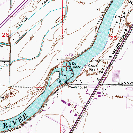 Topographic Map of Lower Idaho Falls Dam, ID