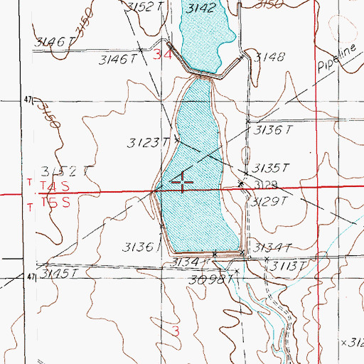Topographic Map of Lower Teapot Reservoir, ID