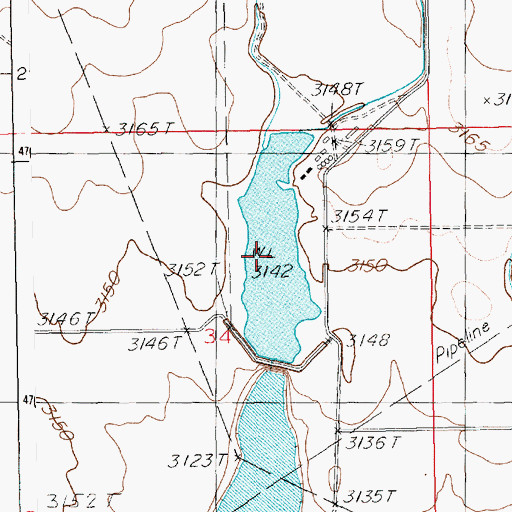 Topographic Map of Upper Teapot Reservoir, ID
