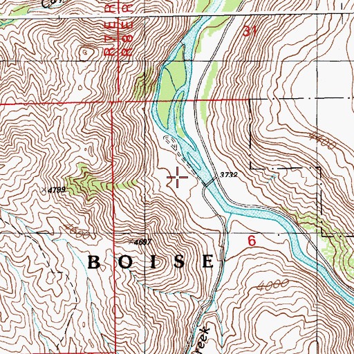 Topographic Map of Cow Creek Forest Camp, ID