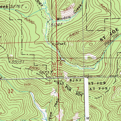 Topographic Map of Olsons, ID