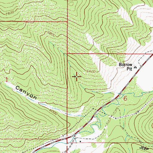 Topographic Map of Pine Basin Ski Area, ID