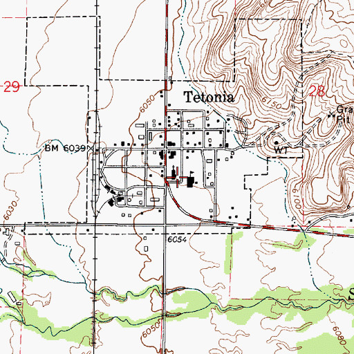 Topographic Map of Tetonia Elementary School, ID