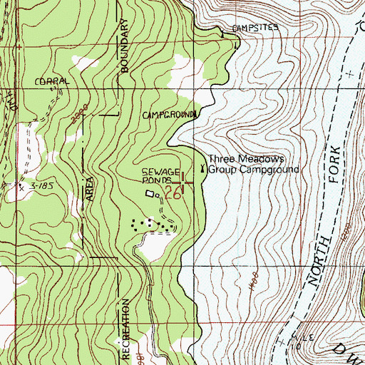 Topographic Map of Three Meadows Lodge, ID