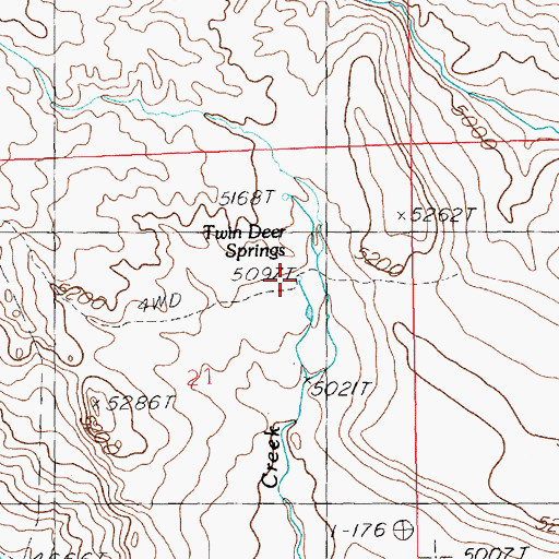 Topographic Map of Twin Deer Springs, ID