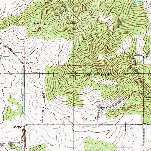 Topographic Map of Zehm Hill, ID