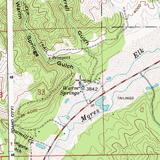 Topographic Map of Warm Springs Gulch, ID