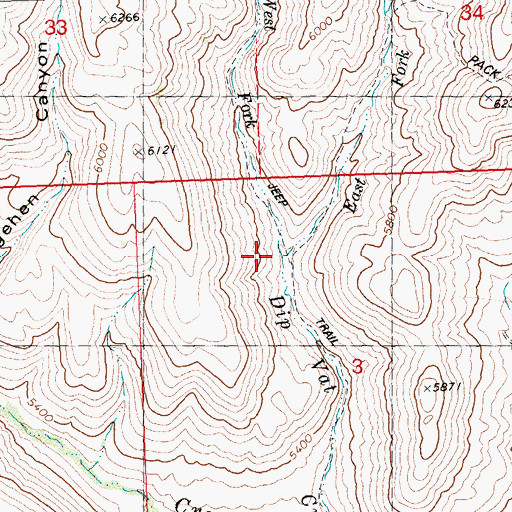 Topographic Map of West Fork Dip Vat Creek, ID