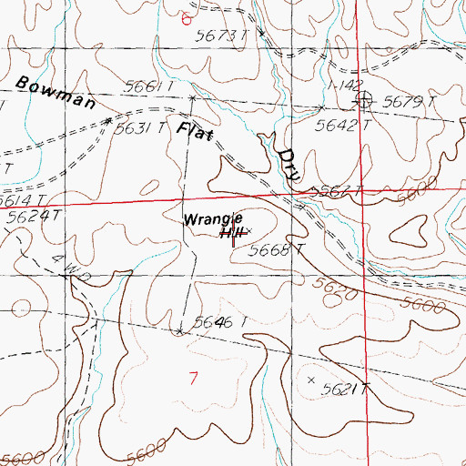 Topographic Map of Wrangle Hill, ID