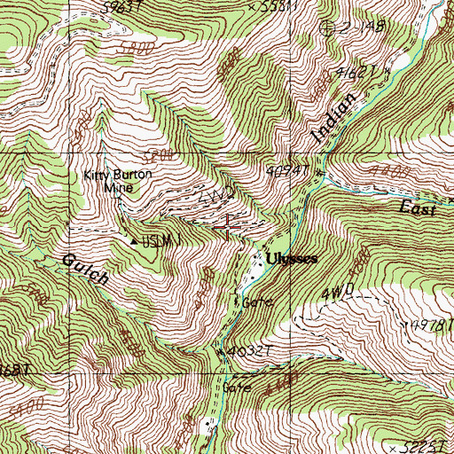 Topographic Map of Indian Creek Guest Ranch, ID
