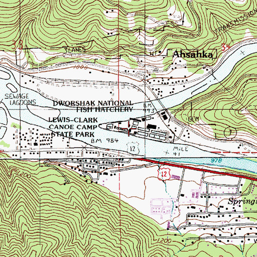 Topographic Map of Ahsahka, ID