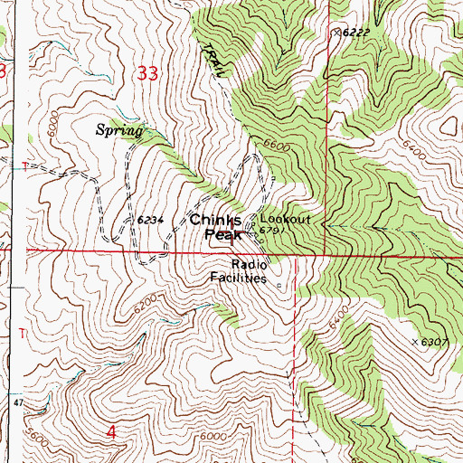 Topographic Map of Chinese Peak, ID