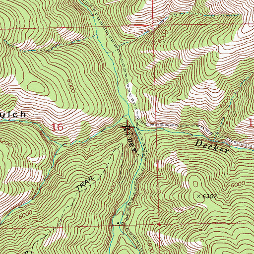 Topographic Map of Decker Creek, ID