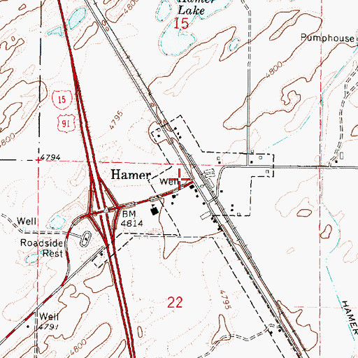 Topographic Map of Hamer, ID