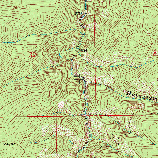 Topographic Map of Horsecamp Creek, ID