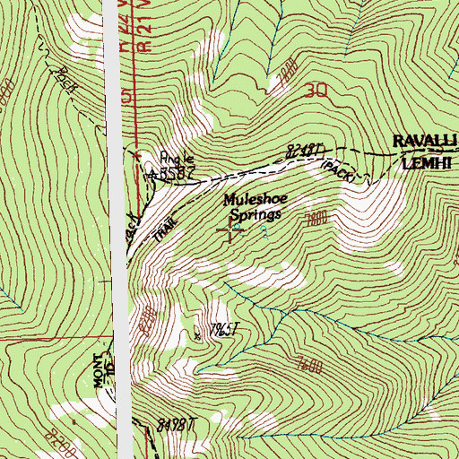 Topographic Map of Muleshoe Springs, ID