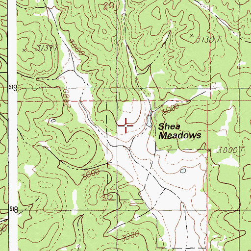 Topographic Map of Shea Meadows, ID