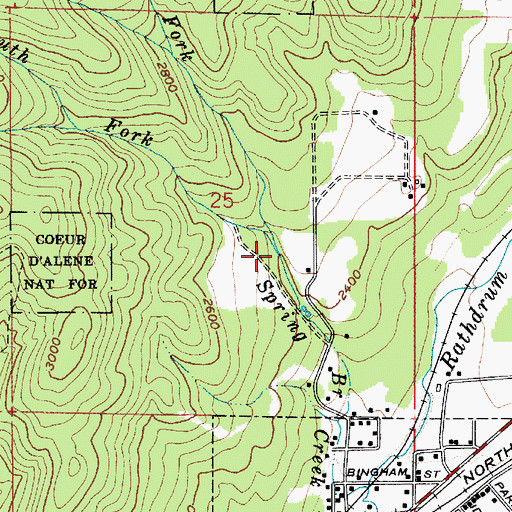 Topographic Map of South Fork Spring Branch Creek, ID