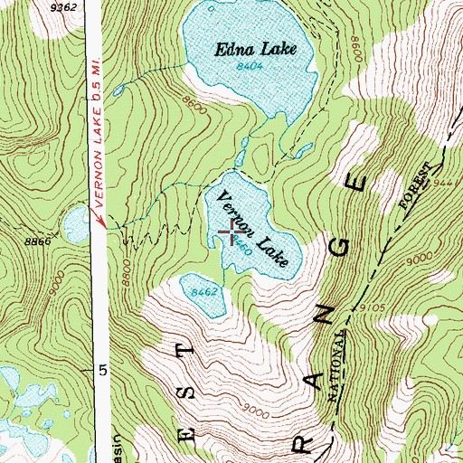 Topographic Map of Vernon Lake, ID