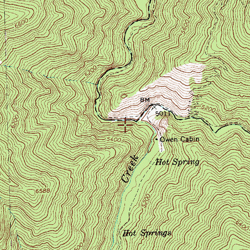 Topographic Map of Warm Spring Creek, ID