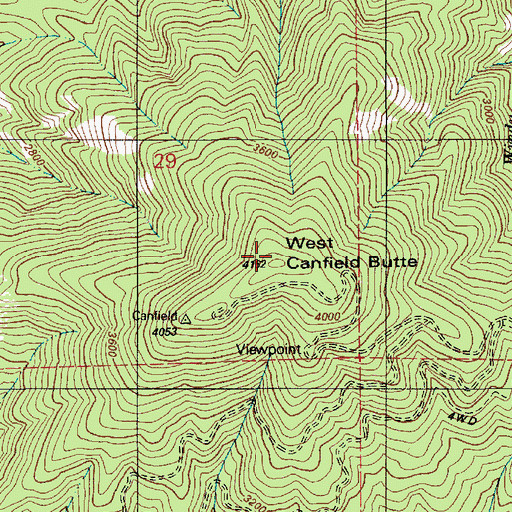 Topographic Map of West Canfield Butte, ID