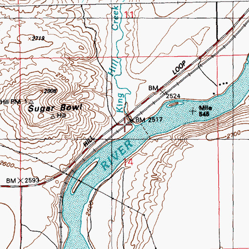Topographic Map of King Hill Creek, ID