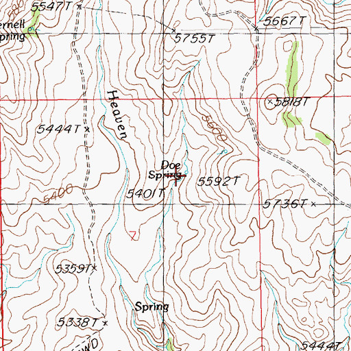 Topographic Map of Doe Spring, ID