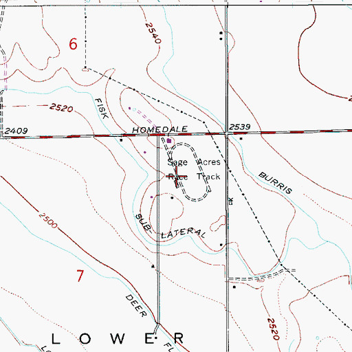 Topographic Map of Sage Acres Race Track, ID