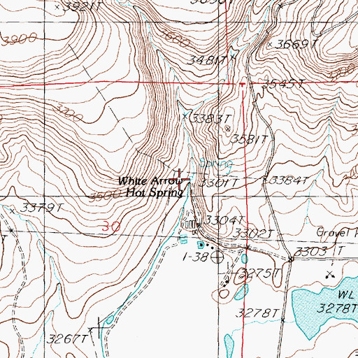 Topographic Map of White Arrow Hot Spring, ID