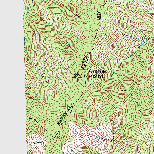 Topographic Map of Archer Point, ID
