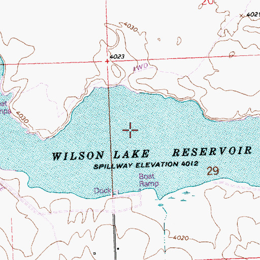 Topographic Map of Wilson Lake Reservoir, ID