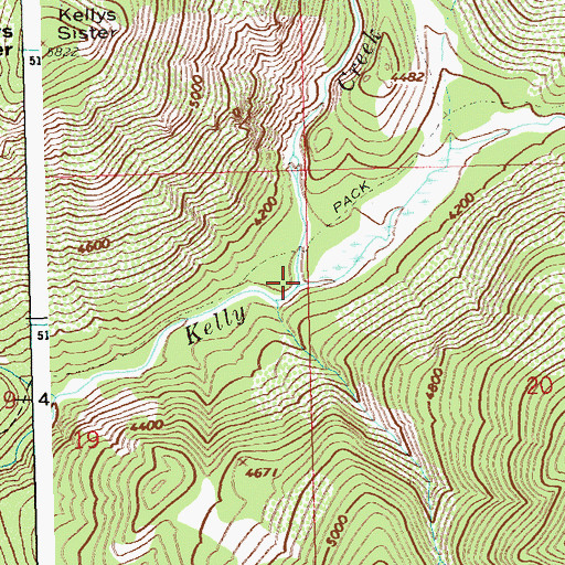 Topographic Map of South Fork Kelly Creek, ID