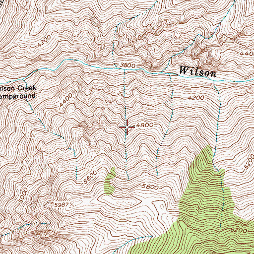 Topographic Map of Wilson Creek Campground, ID