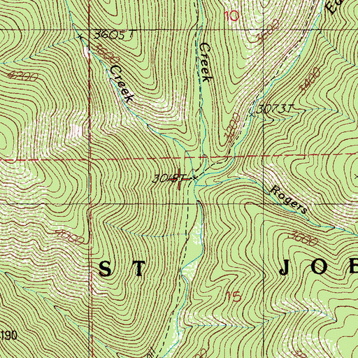 Topographic Map of Big Creek Cabin, ID