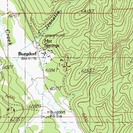 Topographic Map of Burgdorf Campground, ID
