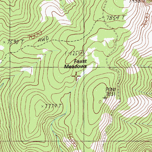 Topographic Map of Faust Meadows, ID