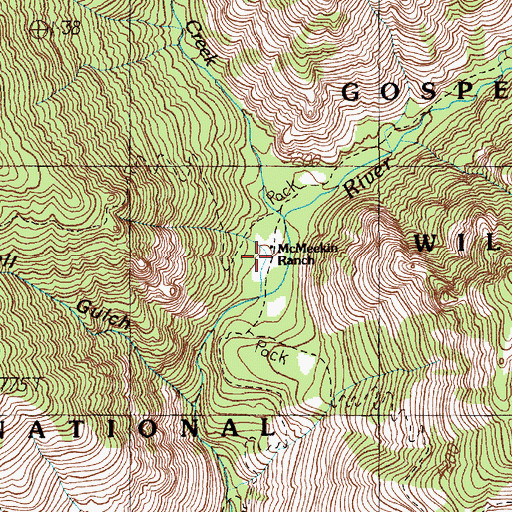 Topographic Map of McMeekin Ranch, ID