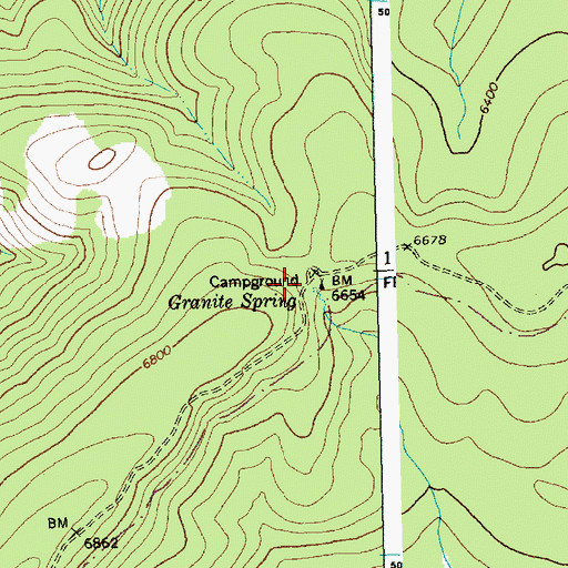 Topographic Map of Granite Spring Recreation Site, ID