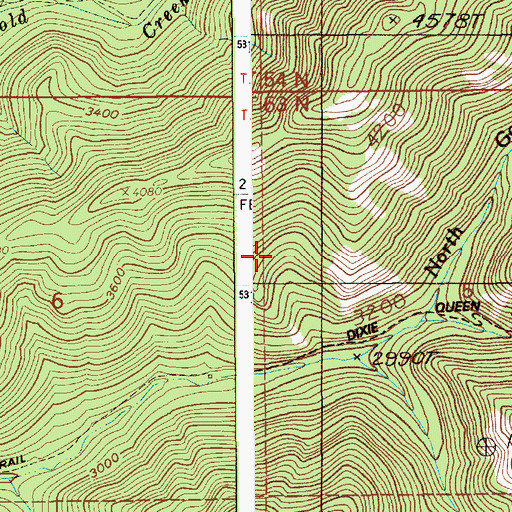 Topographic Map of Dixie Queen Mine, ID