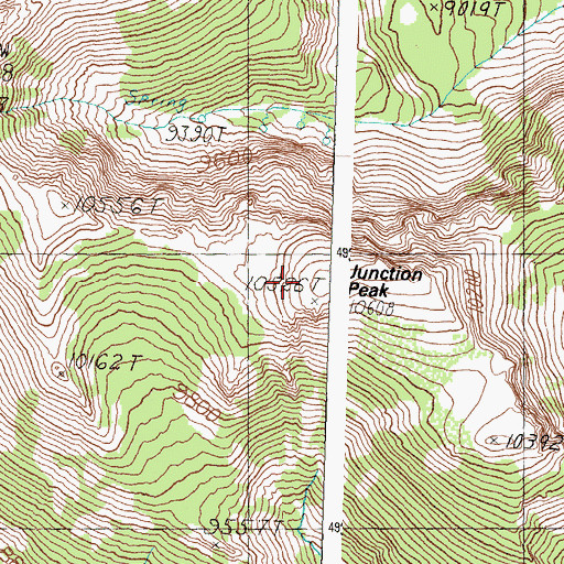 Topographic Map of Junction Peak, ID