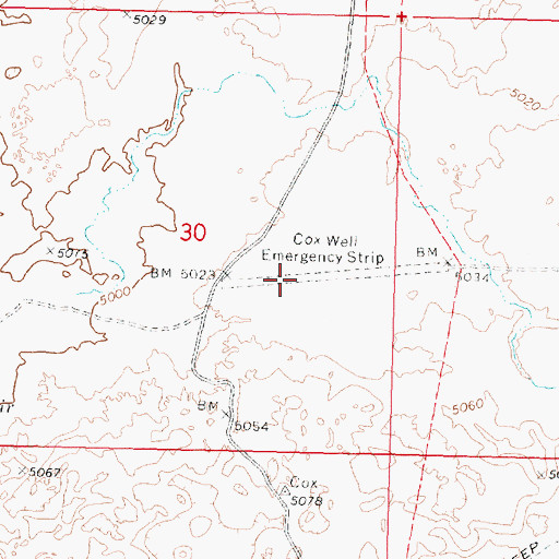 Topographic Map of Coxs Well Airport, ID