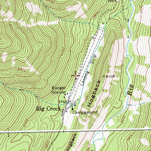 Topographic Map of Big Creek Airport, ID