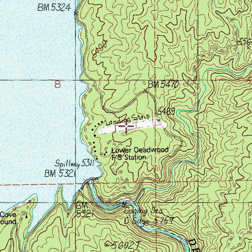 Topographic Map of Deadwood Dam Airstrip, ID
