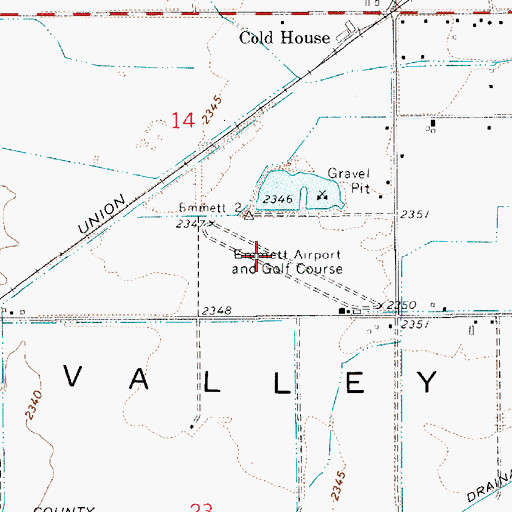 Topographic Map of Emmett Municipal Airport, ID